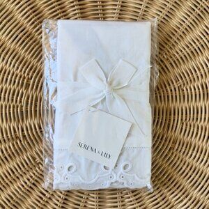 NEW Serena & Lily Antibes Eyelet Percale Standard Pillow Sham-White